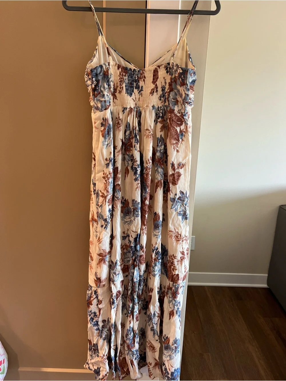 Abercrombie & Fitch Cream Floral Maxi Dress with Blue & Brown Print